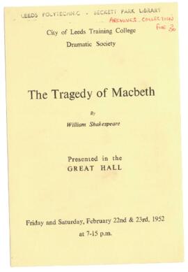 The Tragedy of Macbeth, 22-23 February 1952.