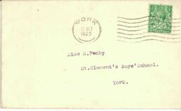 Letter in envelope and compliment slip dated 28 October 1925 from G. H. Gray to Miss F. M. I. Fenby.