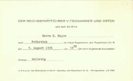 Der Reichssportfuhrer v. Tschammer und Osten. 3 August 1936.