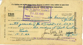 Pass. Orderly Room No 11 Depot RAMC