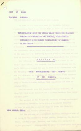 Section A. Establishment and growth of the College