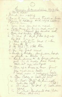 German Demonstration Programme, 27 July 1936. Pencil notes