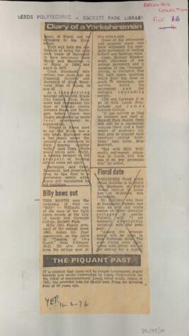 Billy bows out. Yorkshire Evening Post