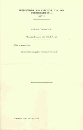 Preliminary Examination for the Certificate, 1911. English Composition
