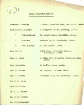 City of Leeds Training College. House Committee 1929-30