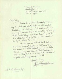 Letter from Howard Somerville, dated 15 May 1933