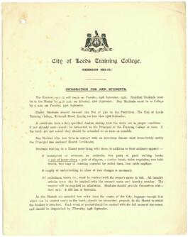 Information for Men Students Session 1911-12