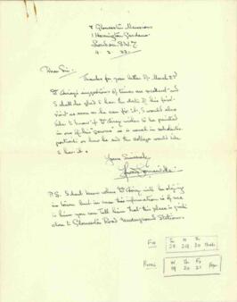 Letter from Howard Somerville, dated 4 March 1933