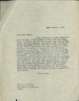 Letter to Miss Milne.