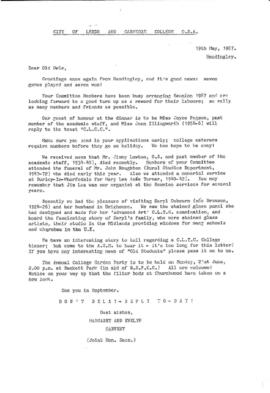 City of Leeds and Carnegie College Old Students Association 19 May 1987