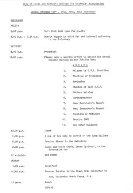 City of Leeds and Carnegie College Old Students Association Annual Reunion Programme and Application September 1987