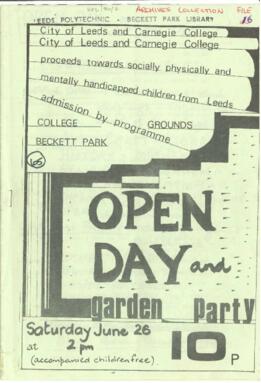 City of Leeds and Carnegie College Open Day and Garden Party. 26 June 1976.