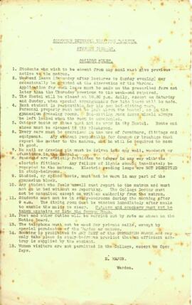 Carnegie Physical Training College Session 1936-37. College Rules