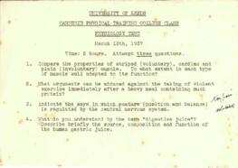 Physiology test, 13 March 1937