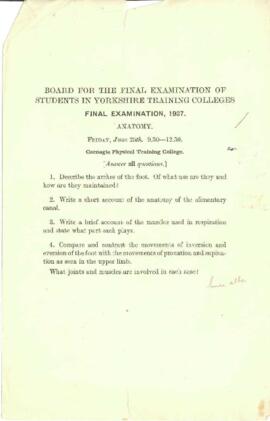 Final Examination 1937, Anatomy